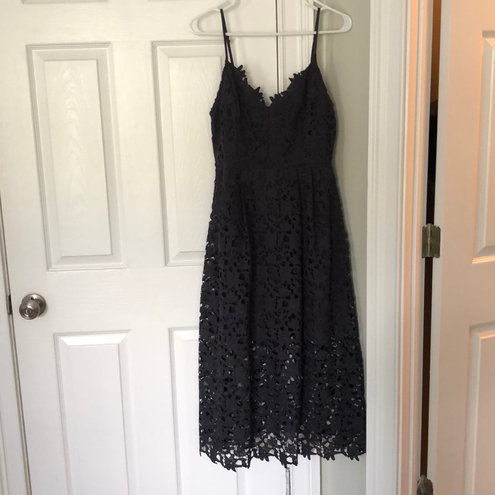 Navy lace midi dress